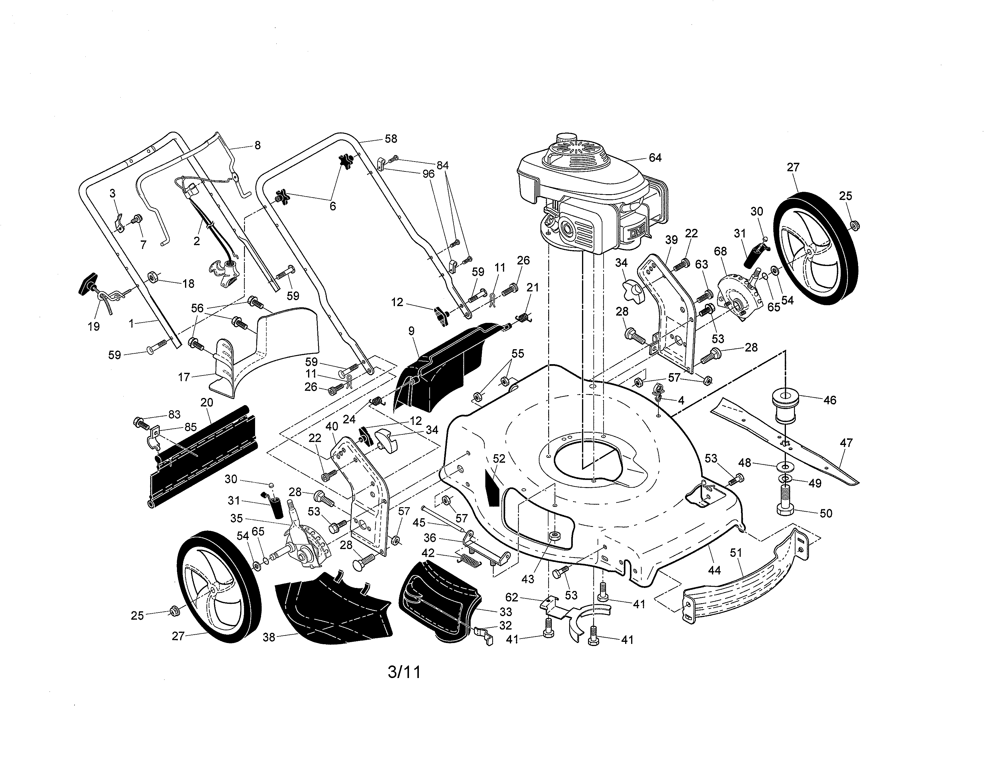 Engine/housing/handle