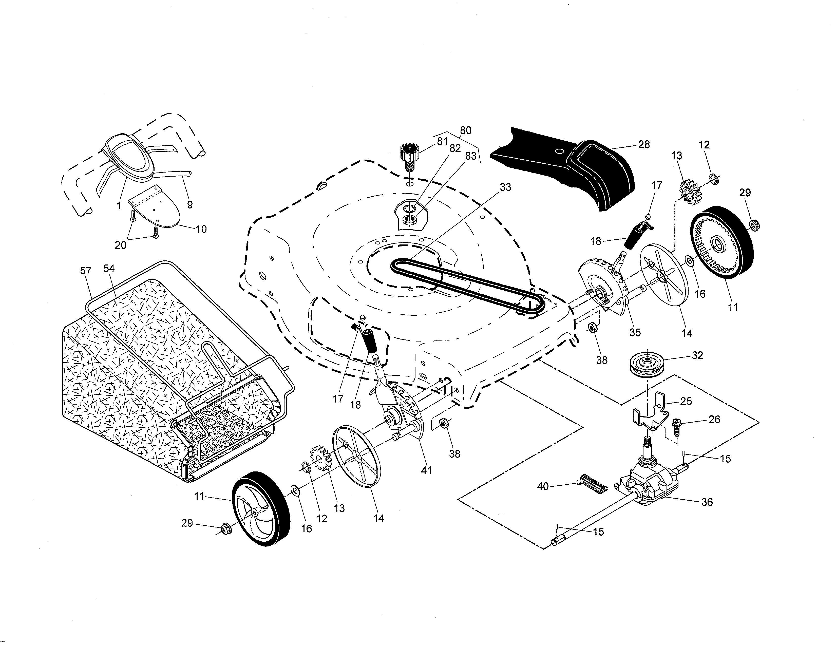 Drive control/gear case/wheels