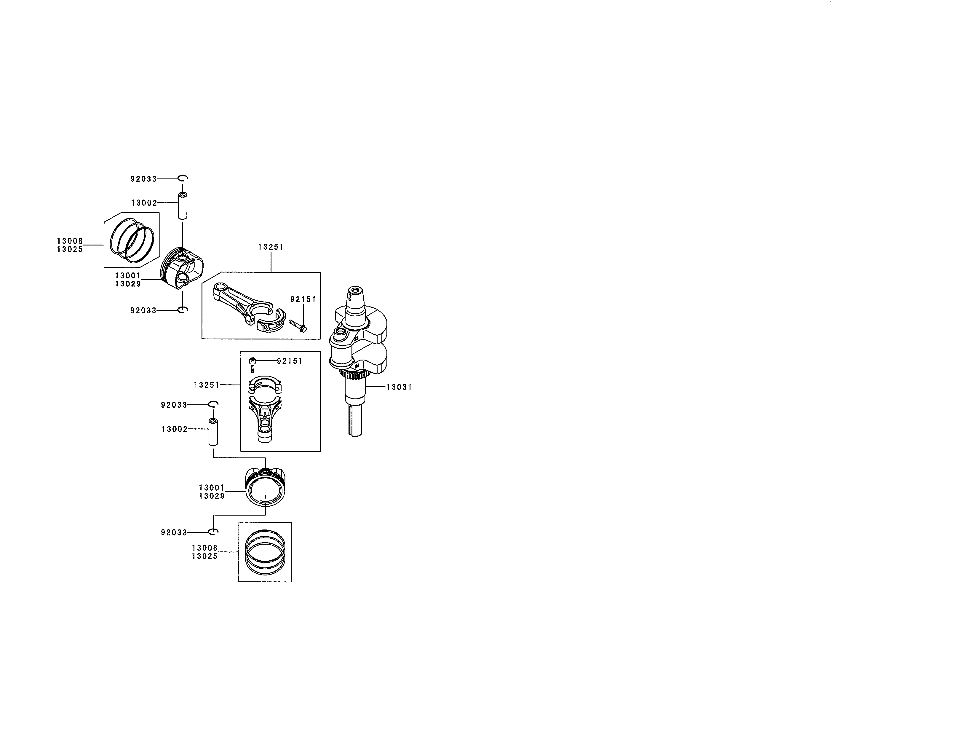 Piston/crankshaft
