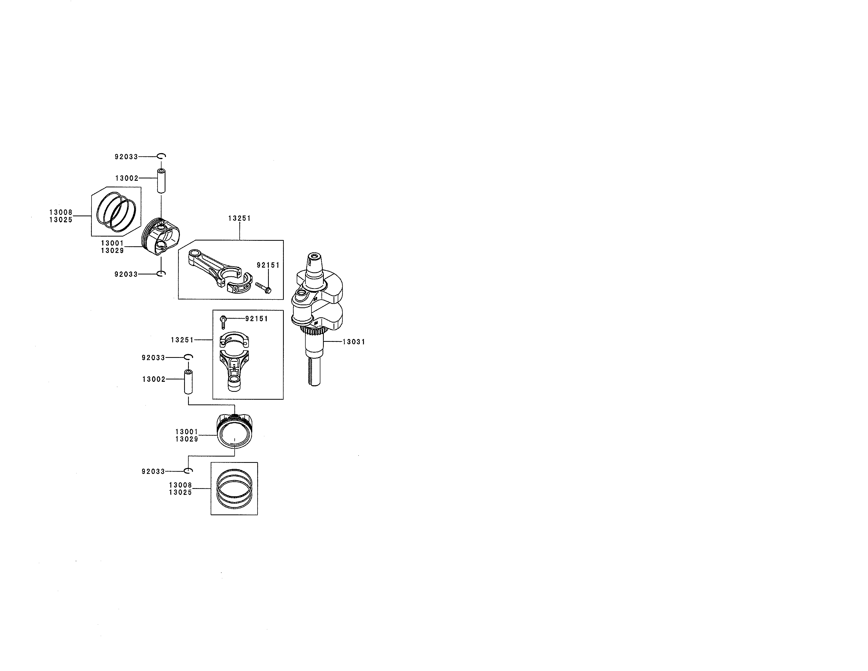 Piston/crankshaft