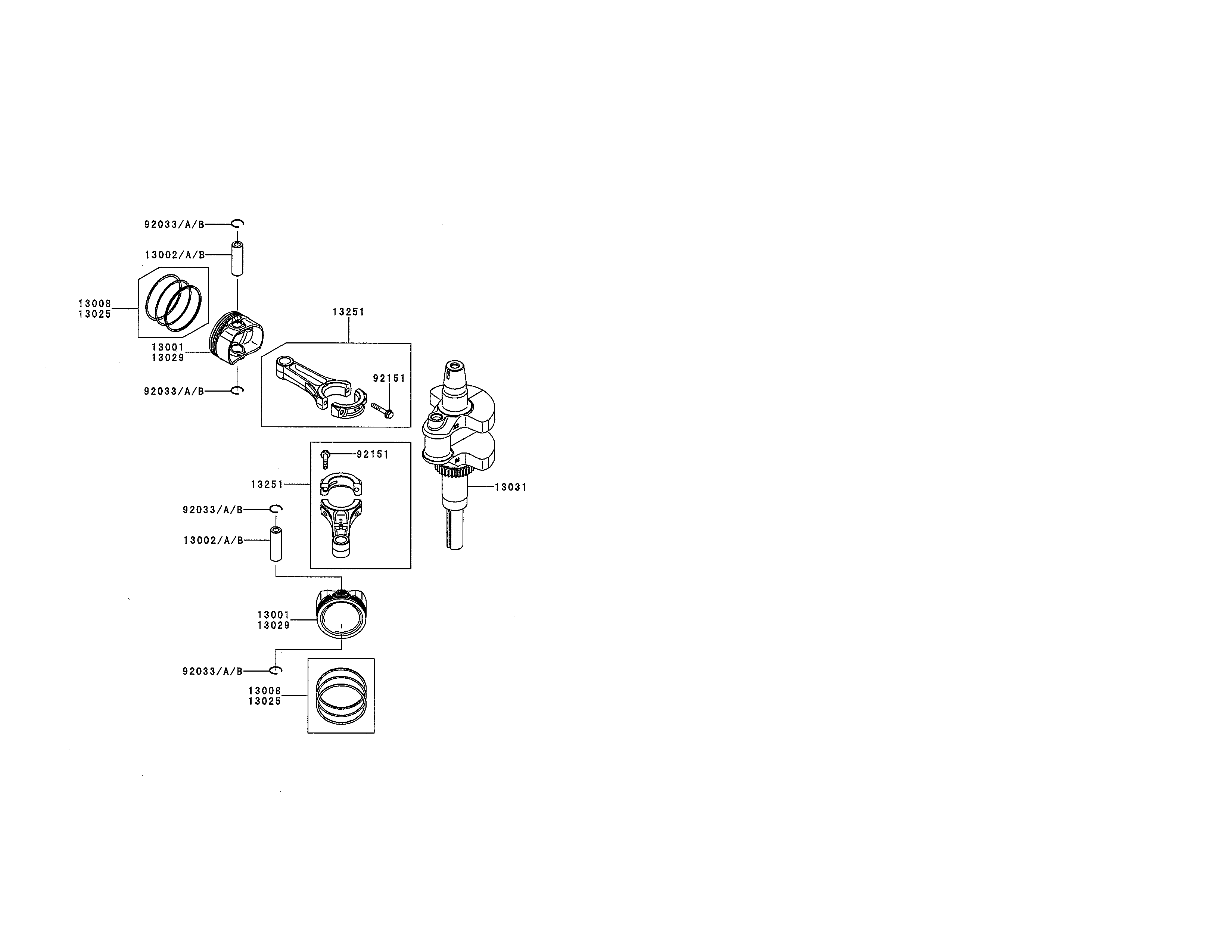 Piston/crankshaft