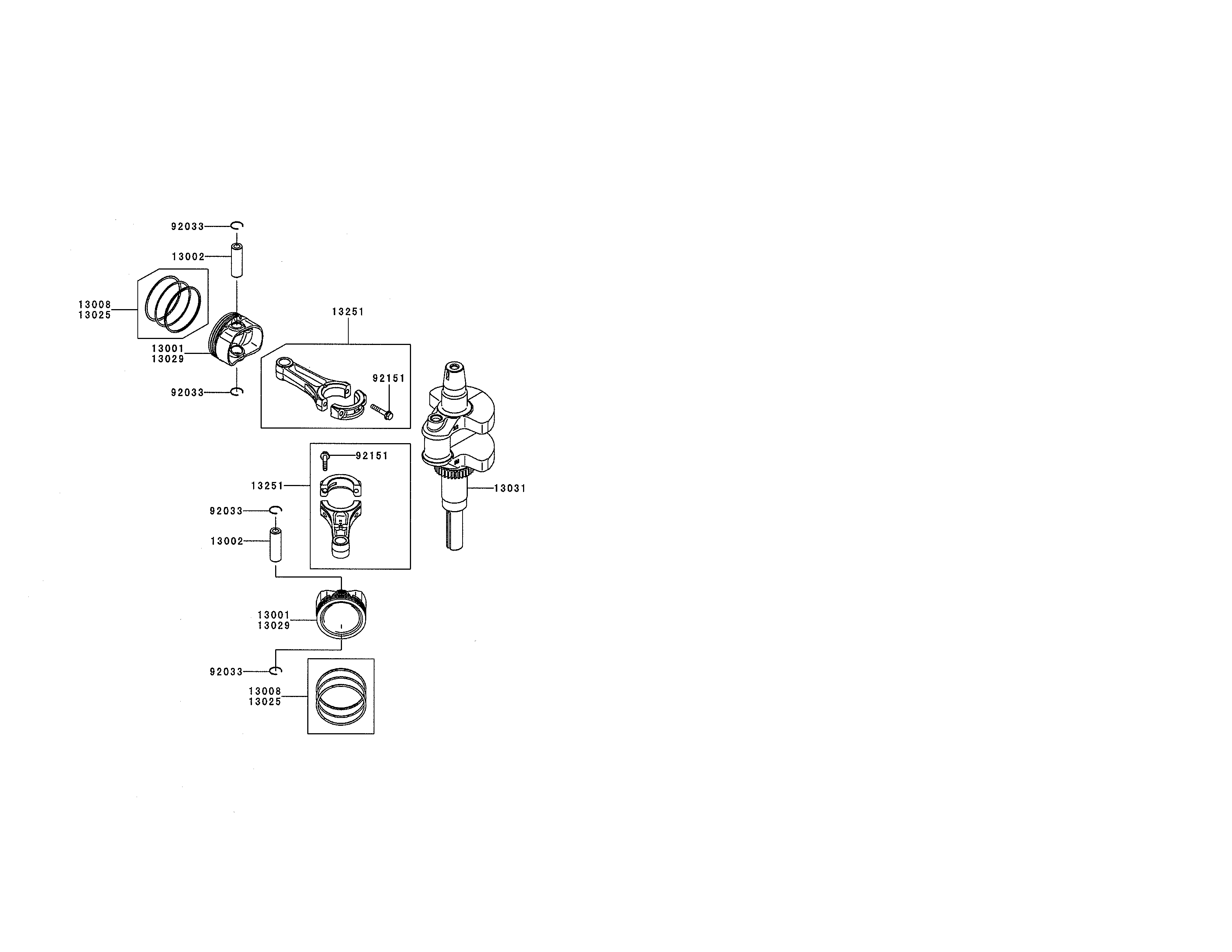 Piston/crankshaft
