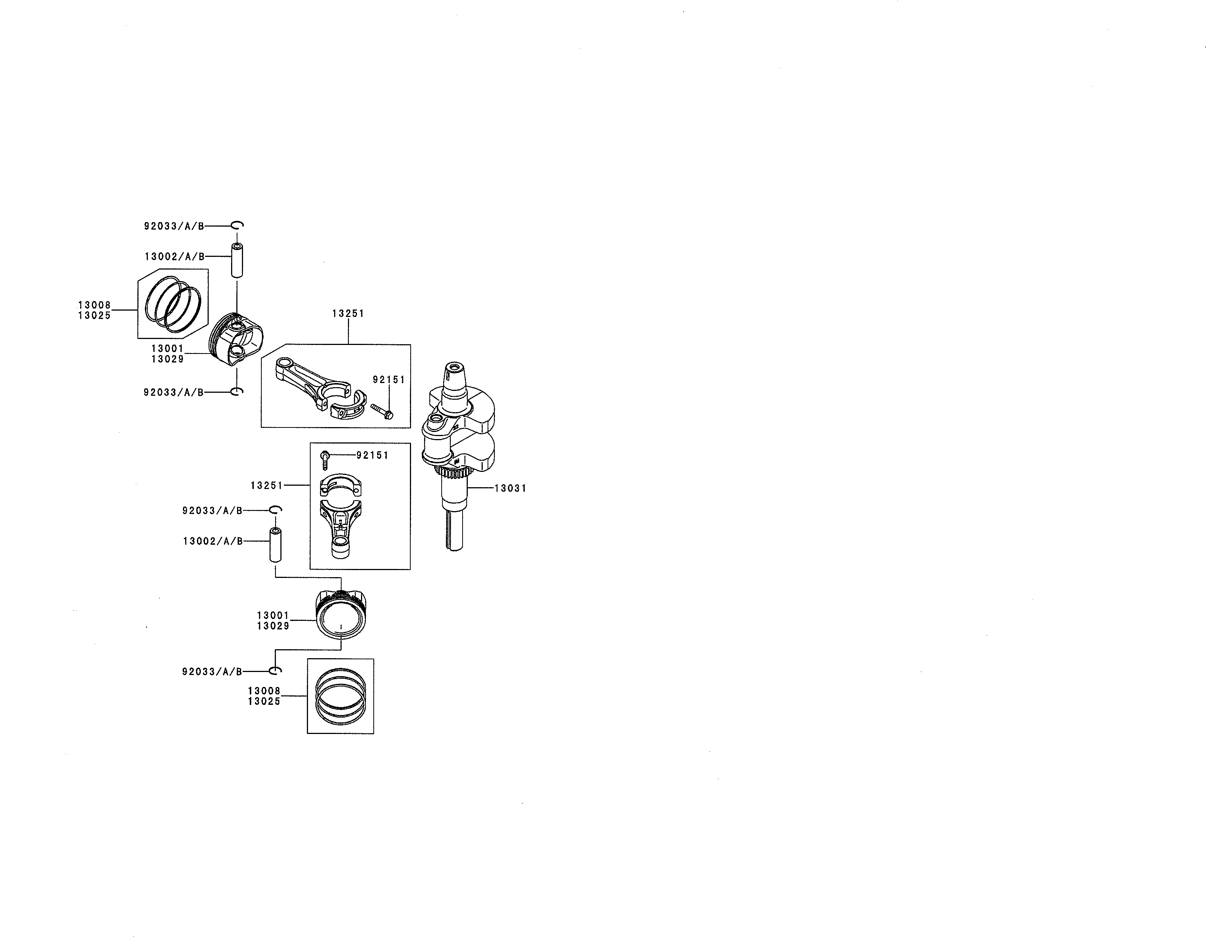 Piston/crankshaft
