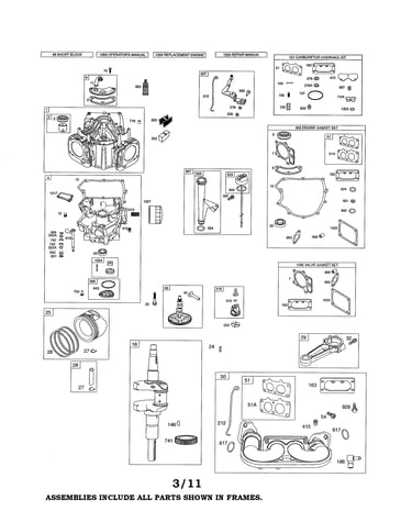 Cylinder/crankshaft/sump