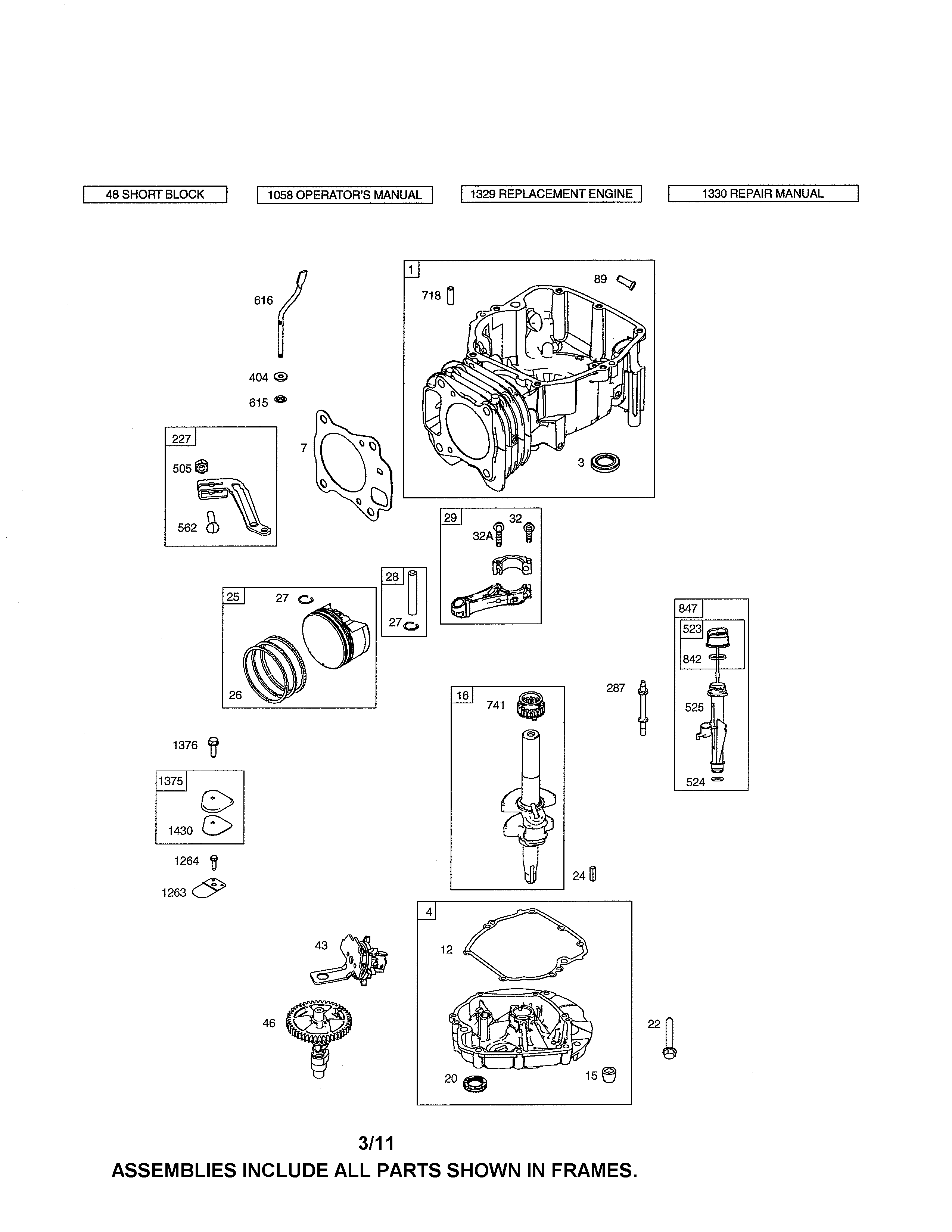 Cylinder/crankshaft/sump