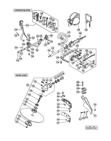 Operation pipe/gear case