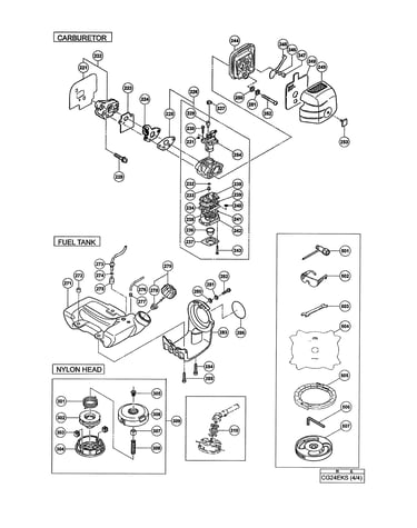 Carburetor/fuel tank/nylon head