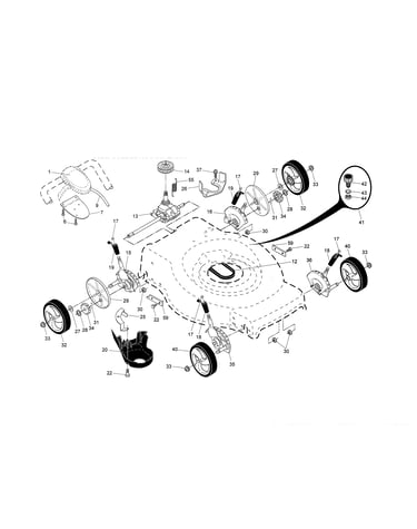 Drive control/gear case/wheels