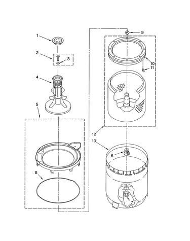 Agitator/basket/tub
