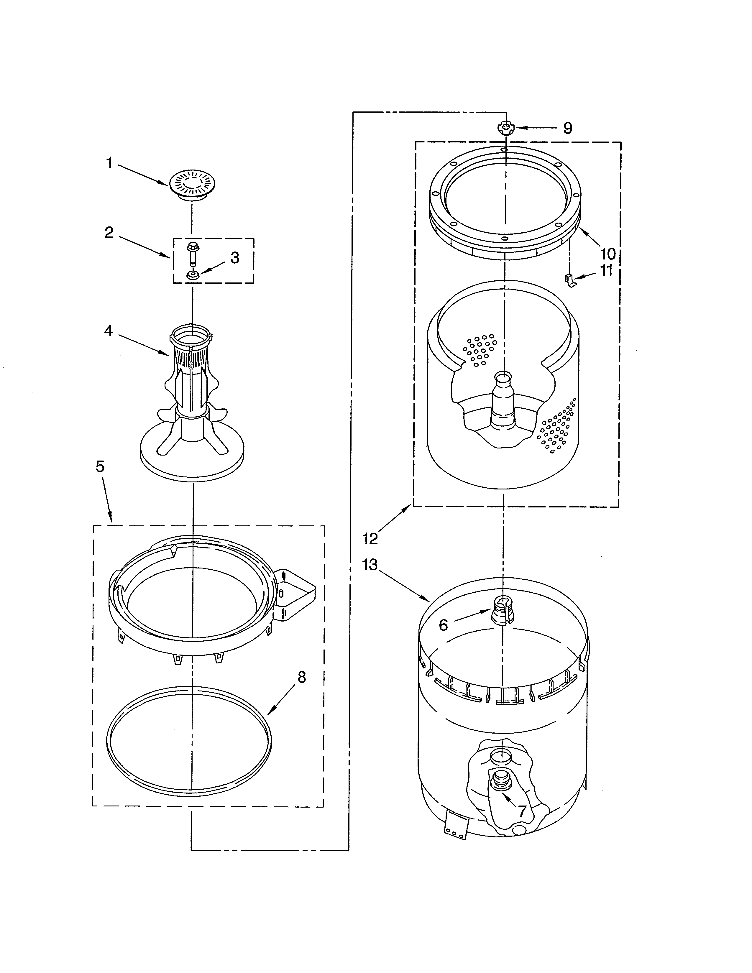 Agitator/basket/tub