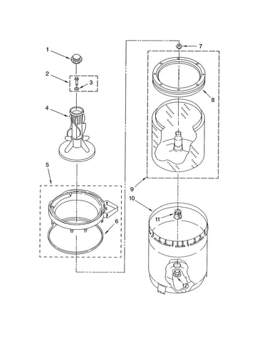 Agitator/basket/tub