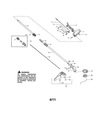 Driveshaft/handle/shield
