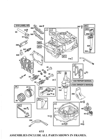 Cylinder/crankshaft/sump