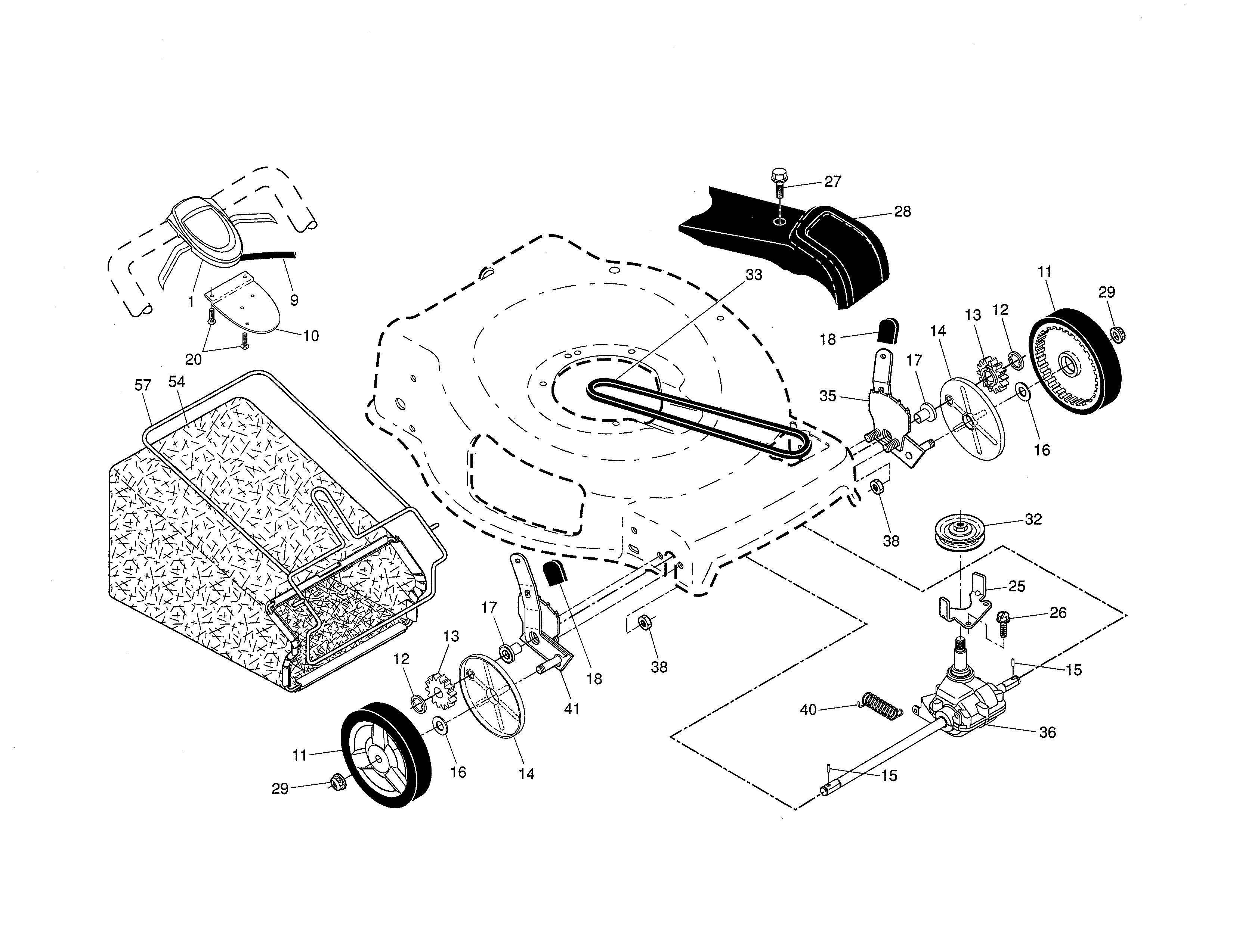 Drive control/gear case/wheels
