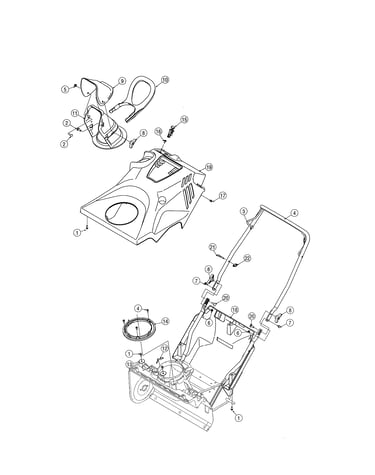Top cover/handle/lower chute