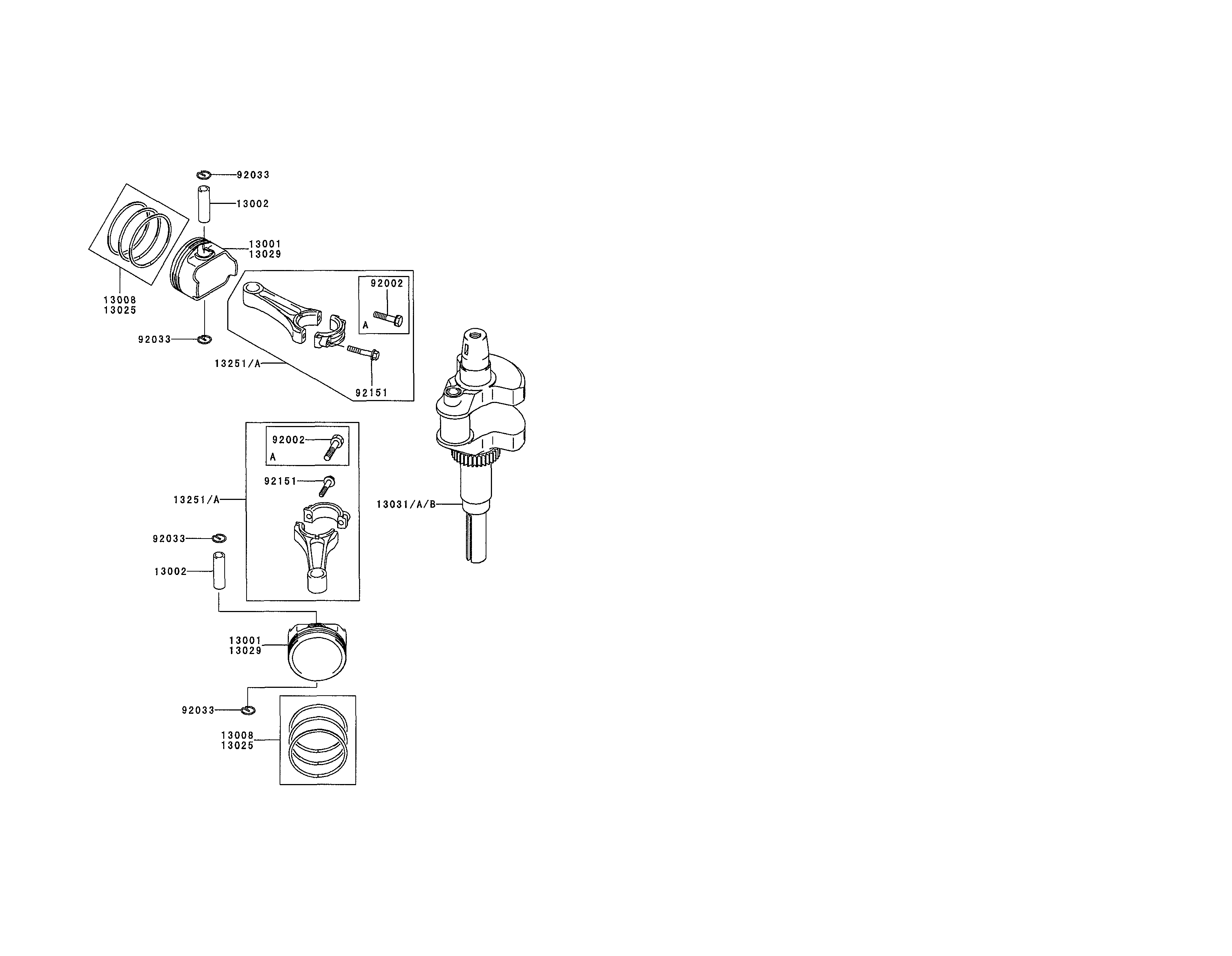 Piston/crankshaft