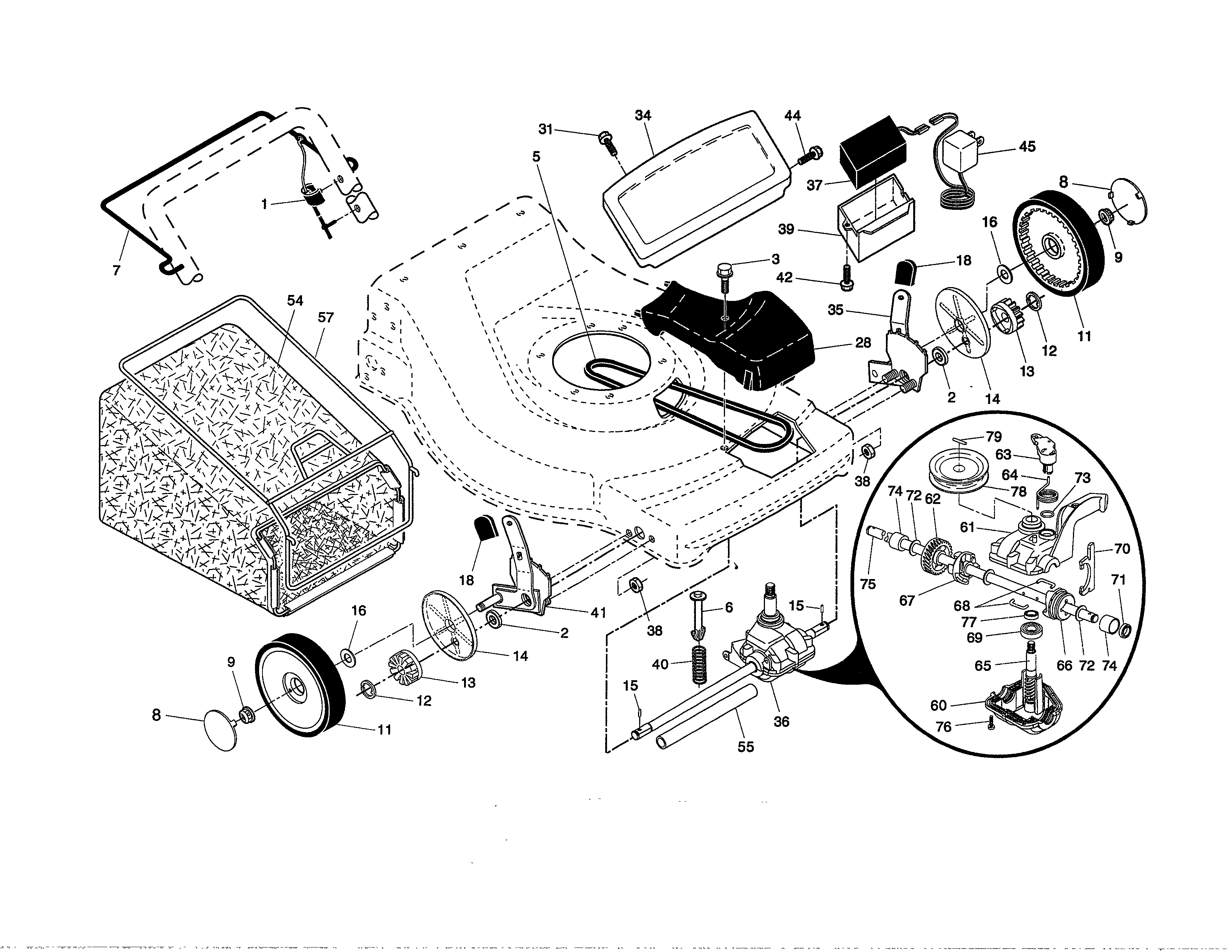 Drive control/gear case/wheels