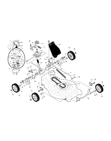 Drive control/gear case/wheels