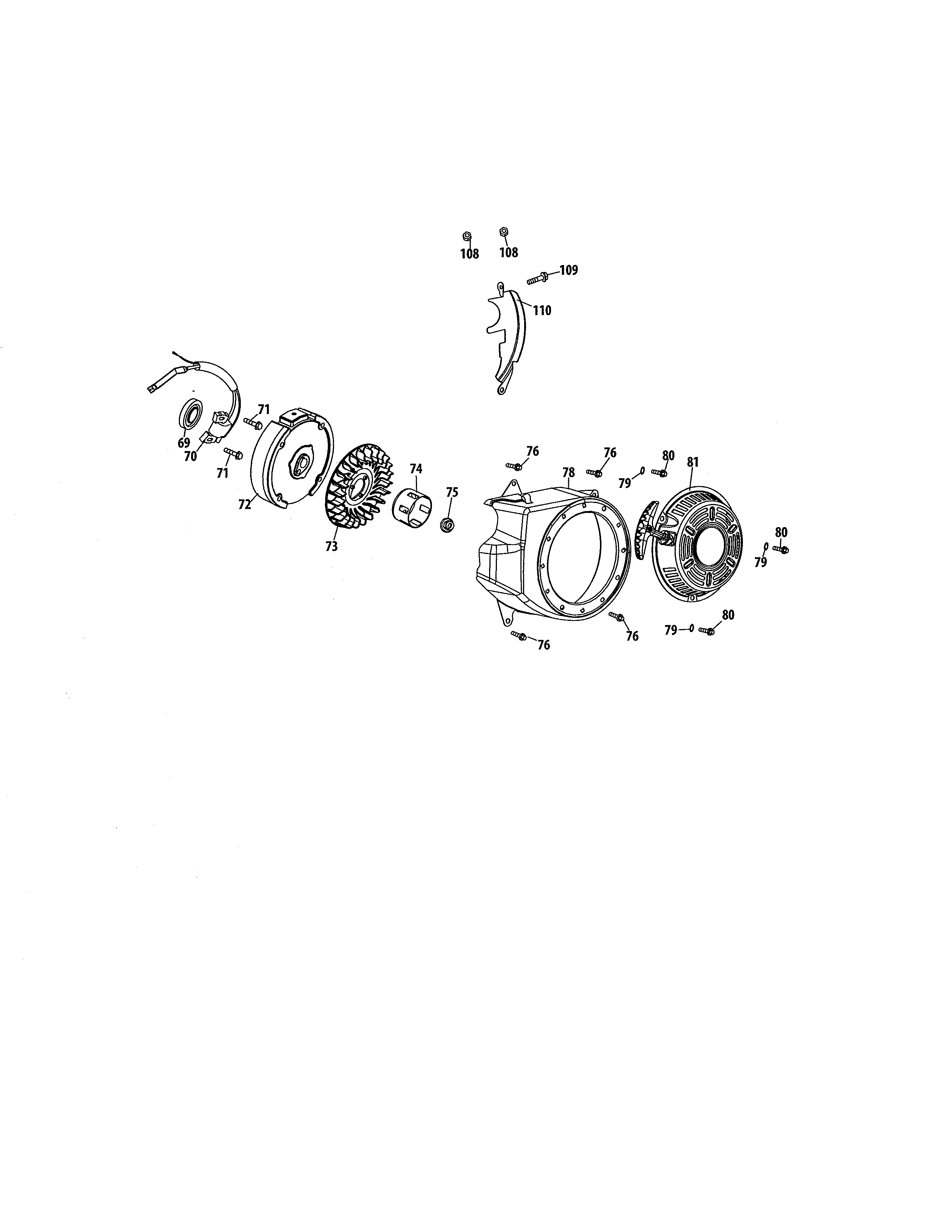 Blower housing/flywheel