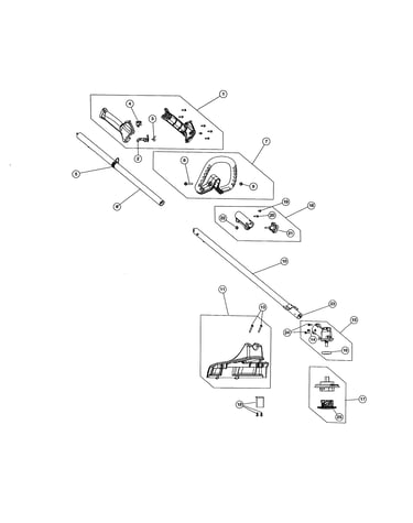 Drive shaft/handle/shield