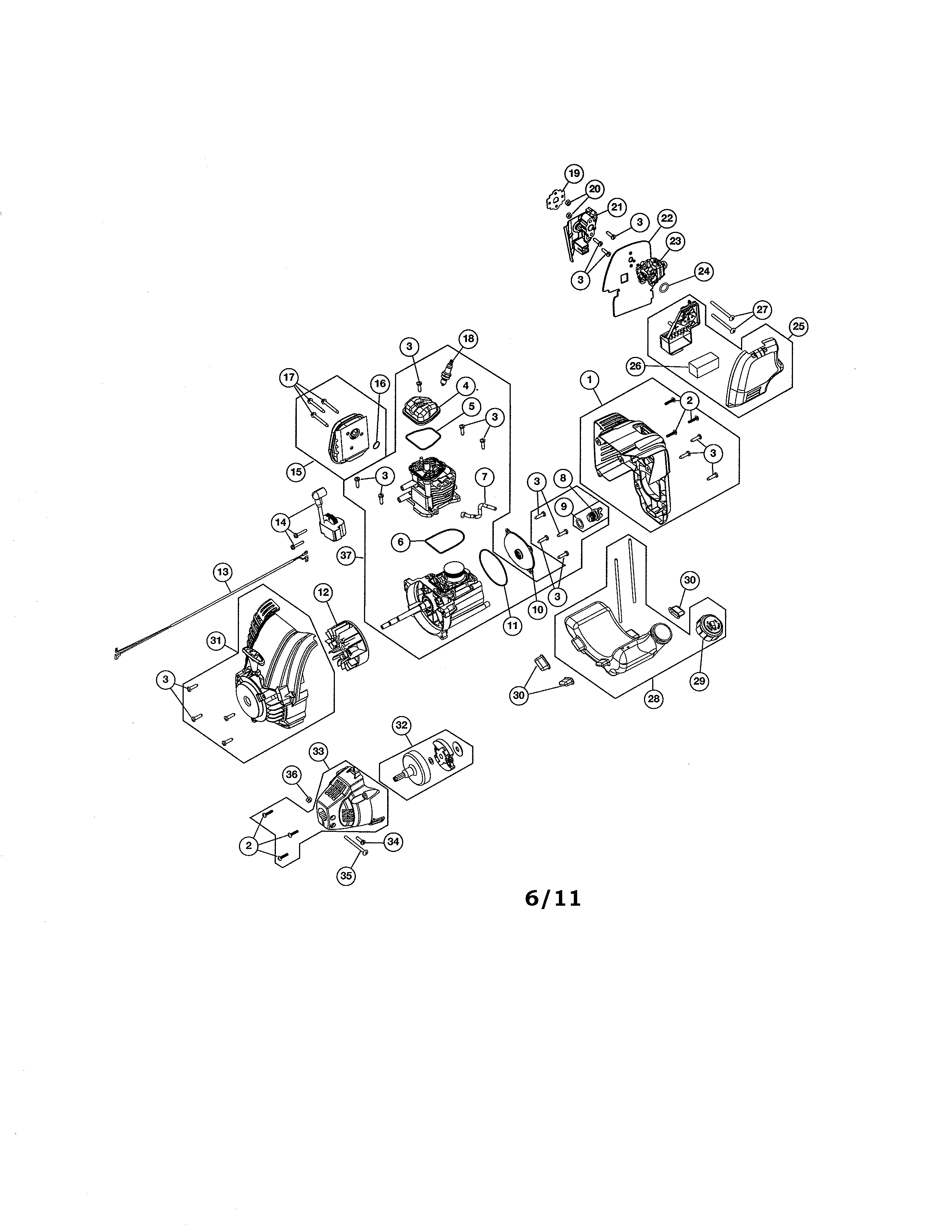 SHORT BLOCK/CLUTCH/FUEL TANK