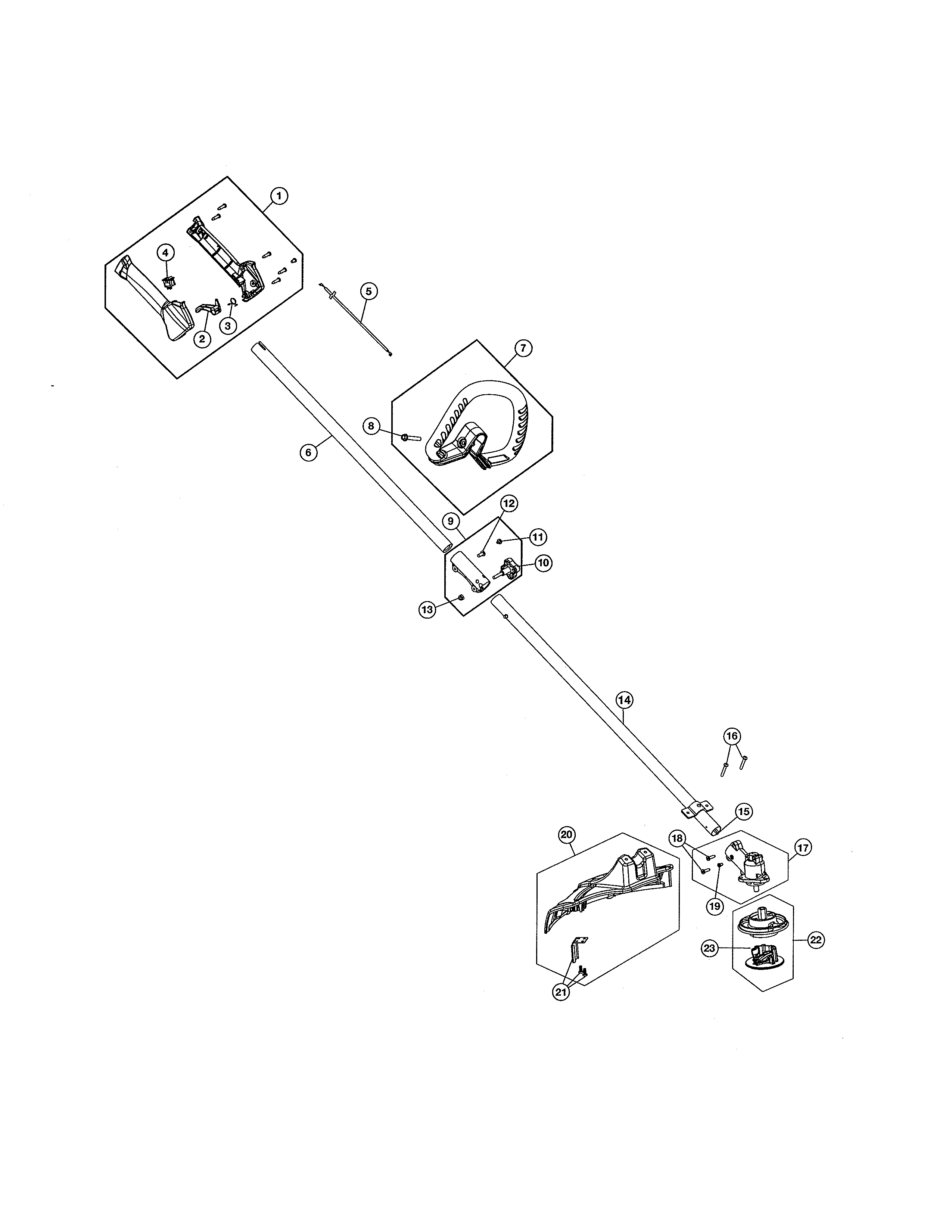 Handle/shield/drive shaft