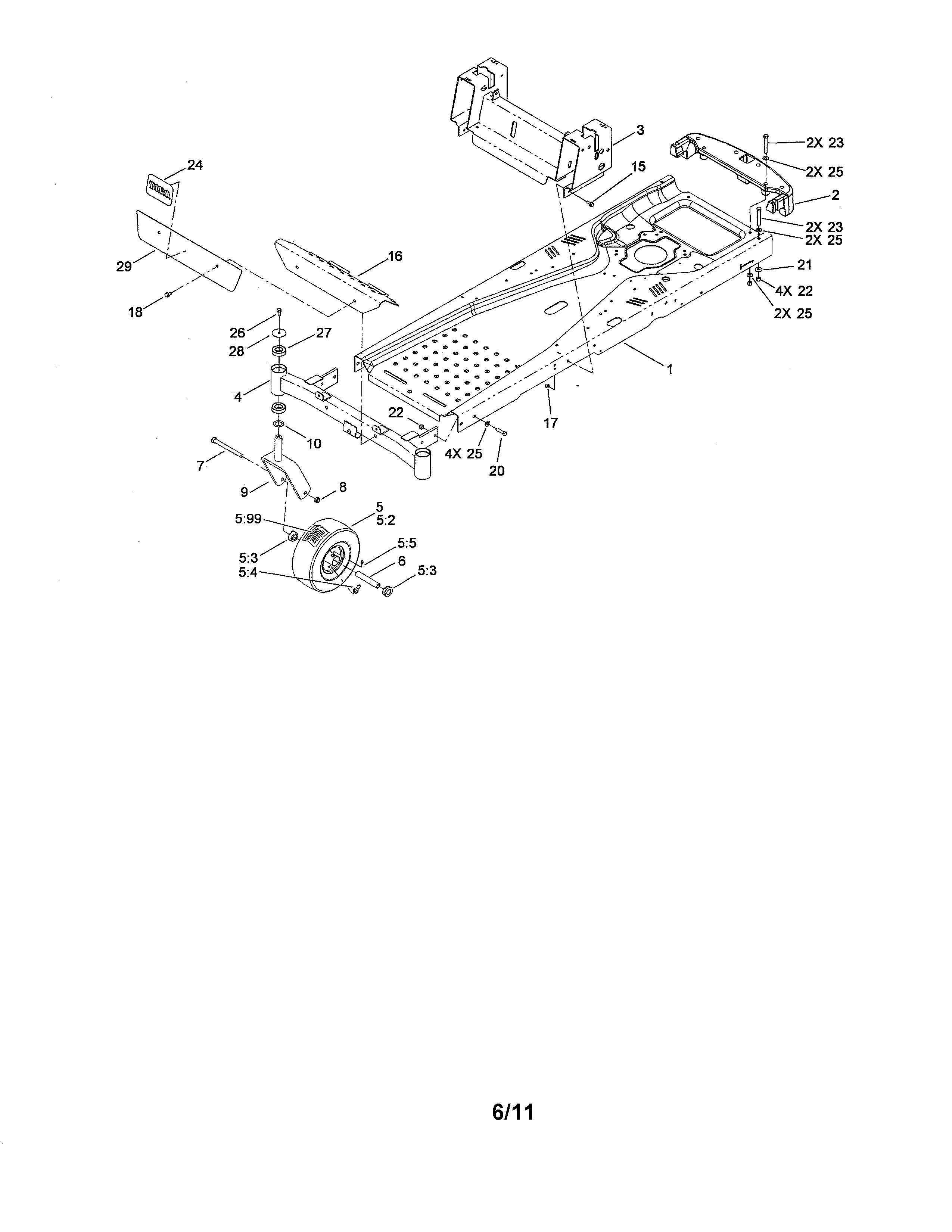 Frame & castor wheel assembly