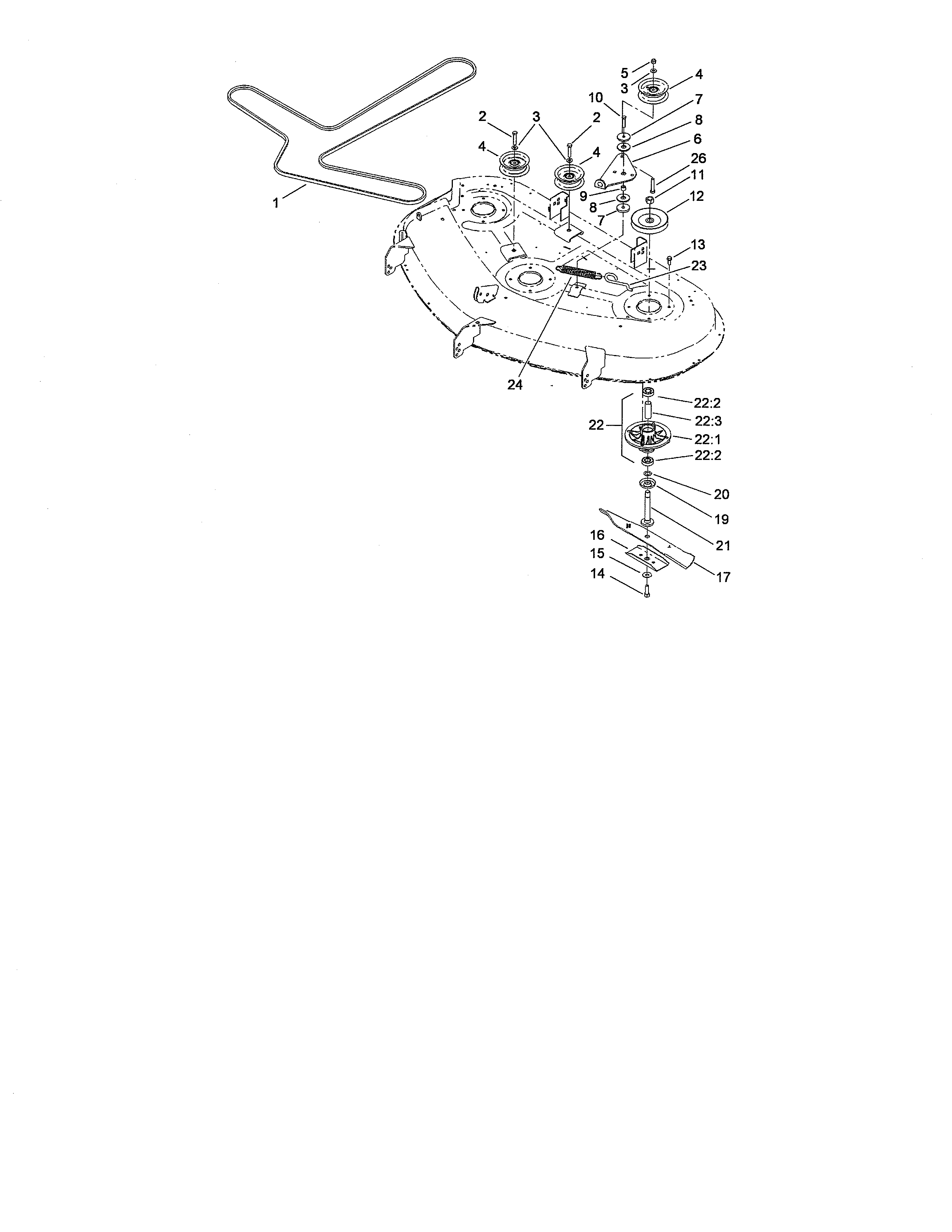 50" deck spindle & blade