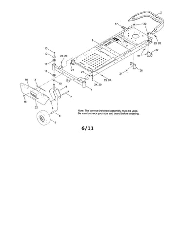 Frame/front axle/caster wheel