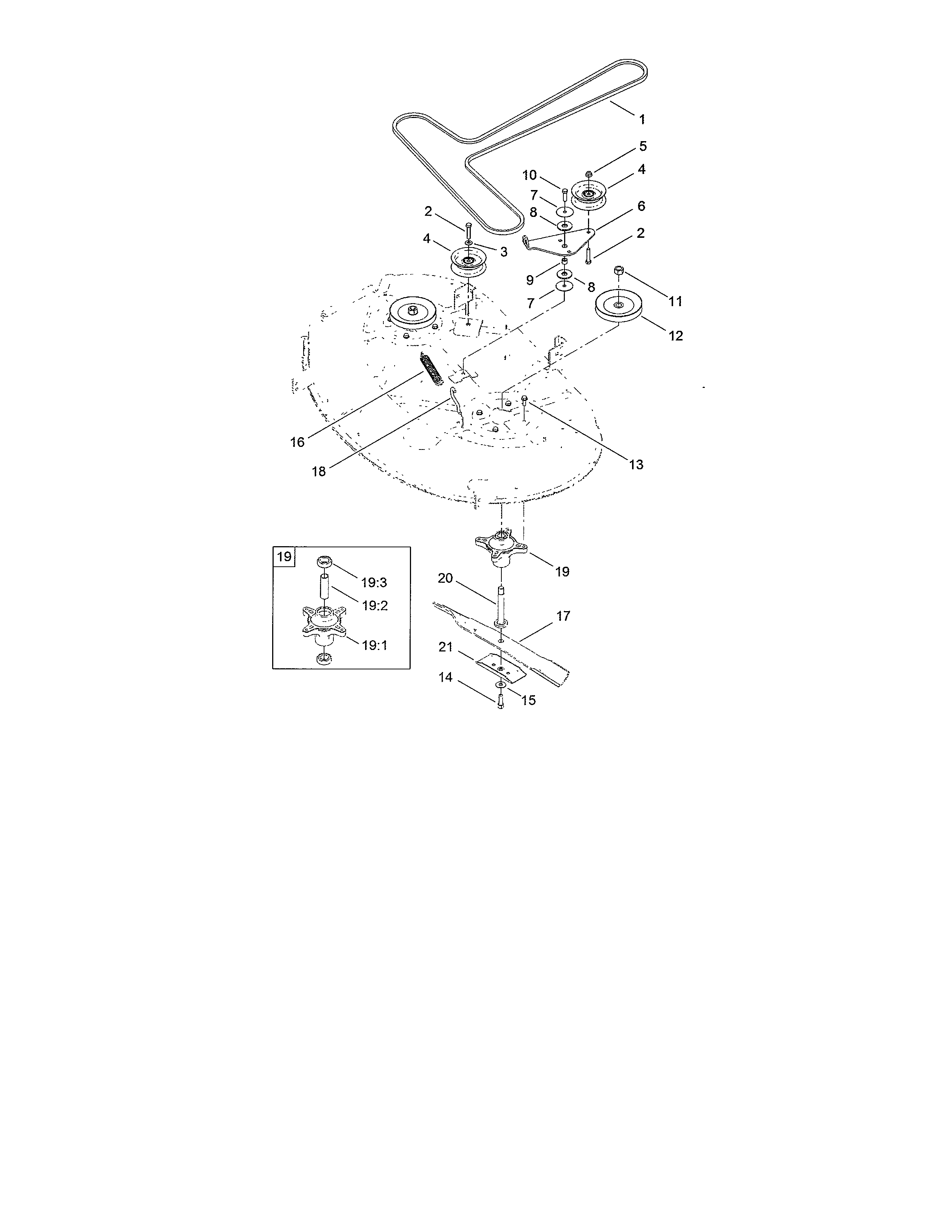 42" deck belt/spindle/blade