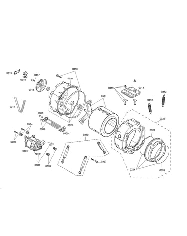 Drum/motor/tub