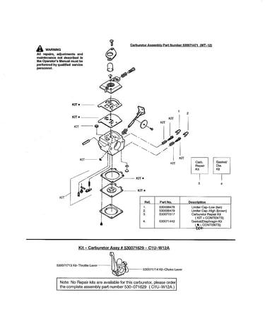 Carburetor part #530071471 (wt-12)