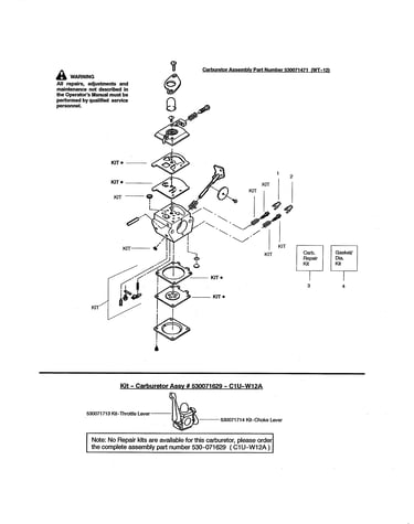 Carburetor part #530071471 (wt-12)