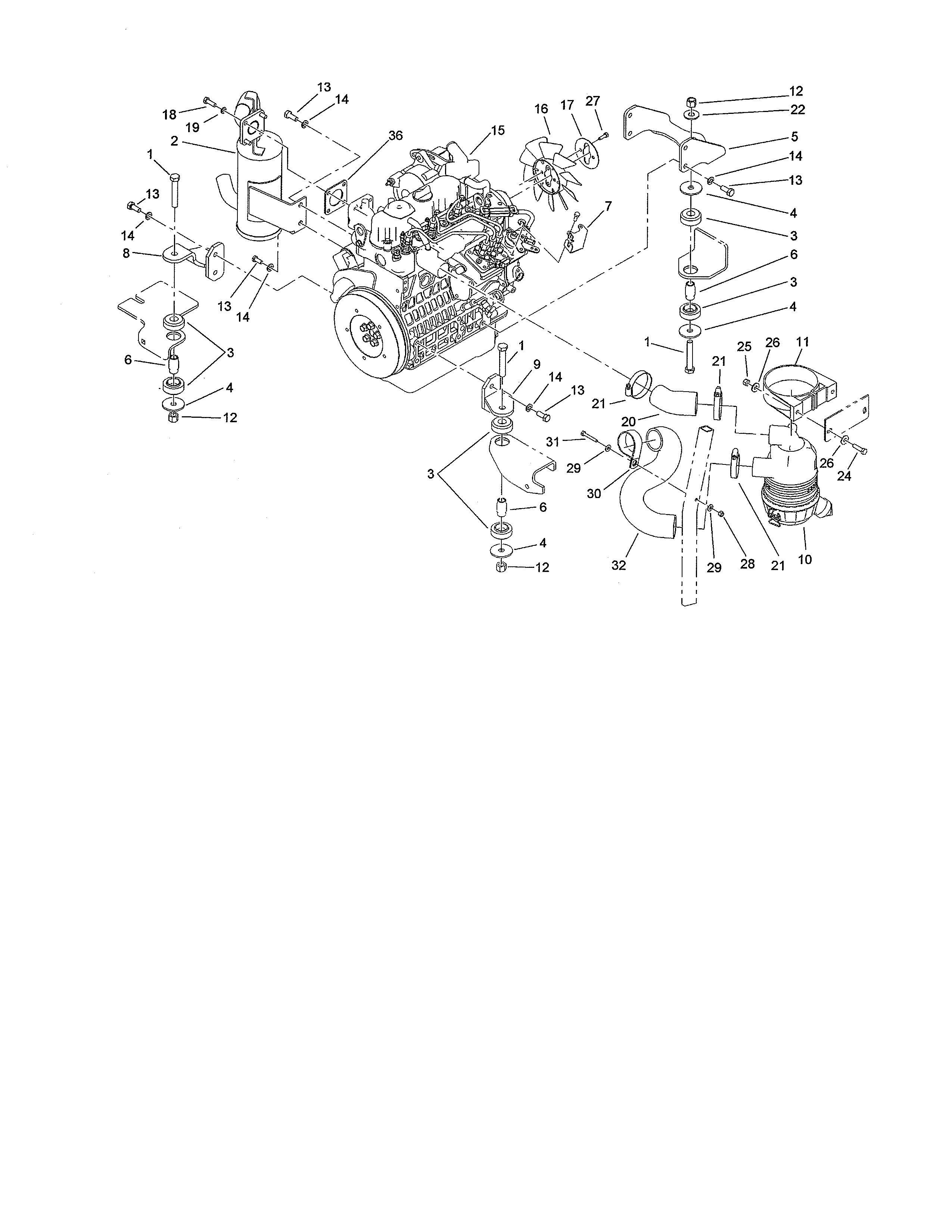 Engine/exhaust/air intake