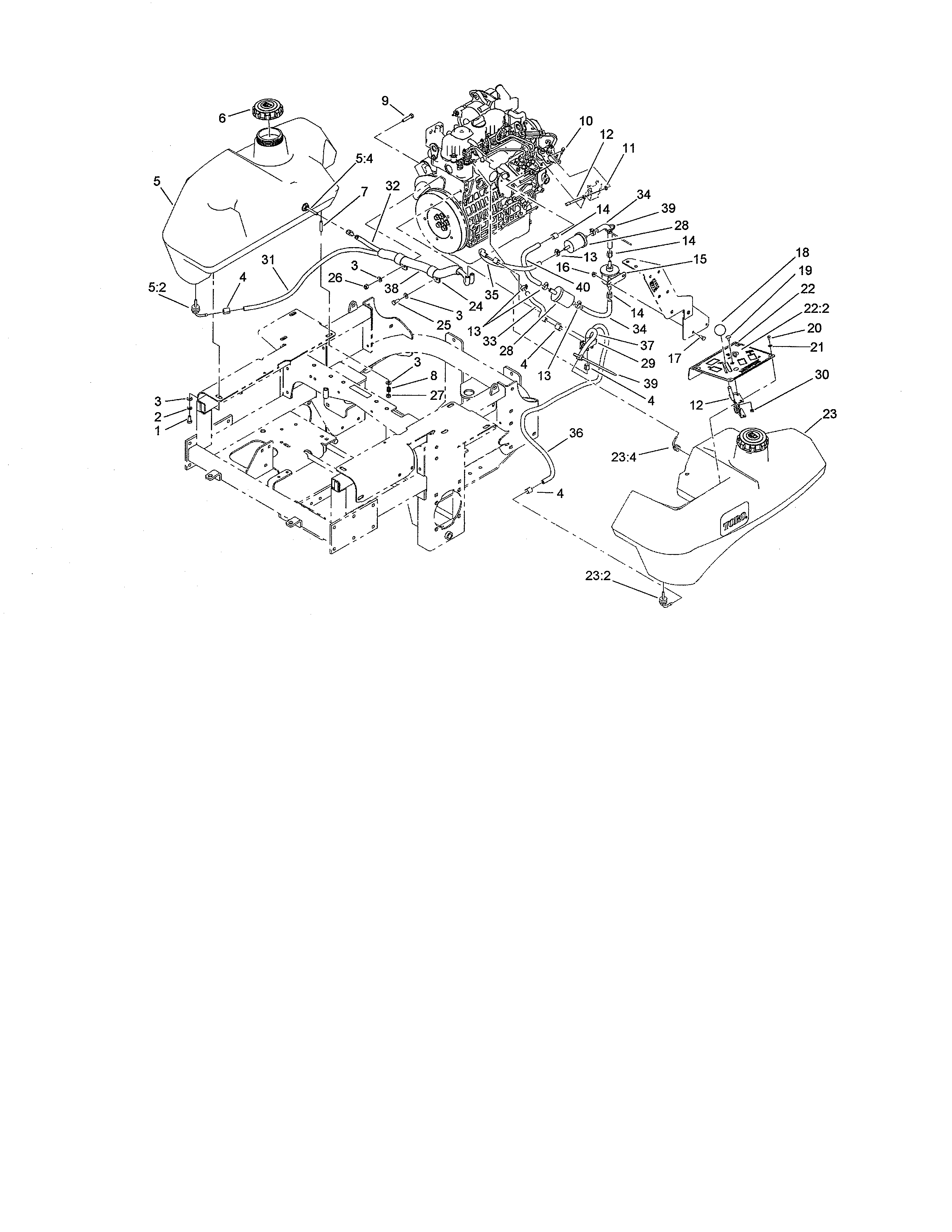 Throttle/control panel/fuel tank