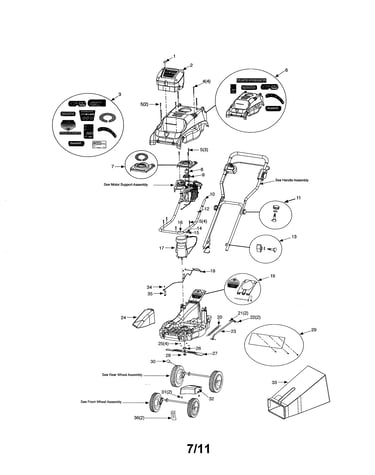 Grass bag/battery/upper deck
