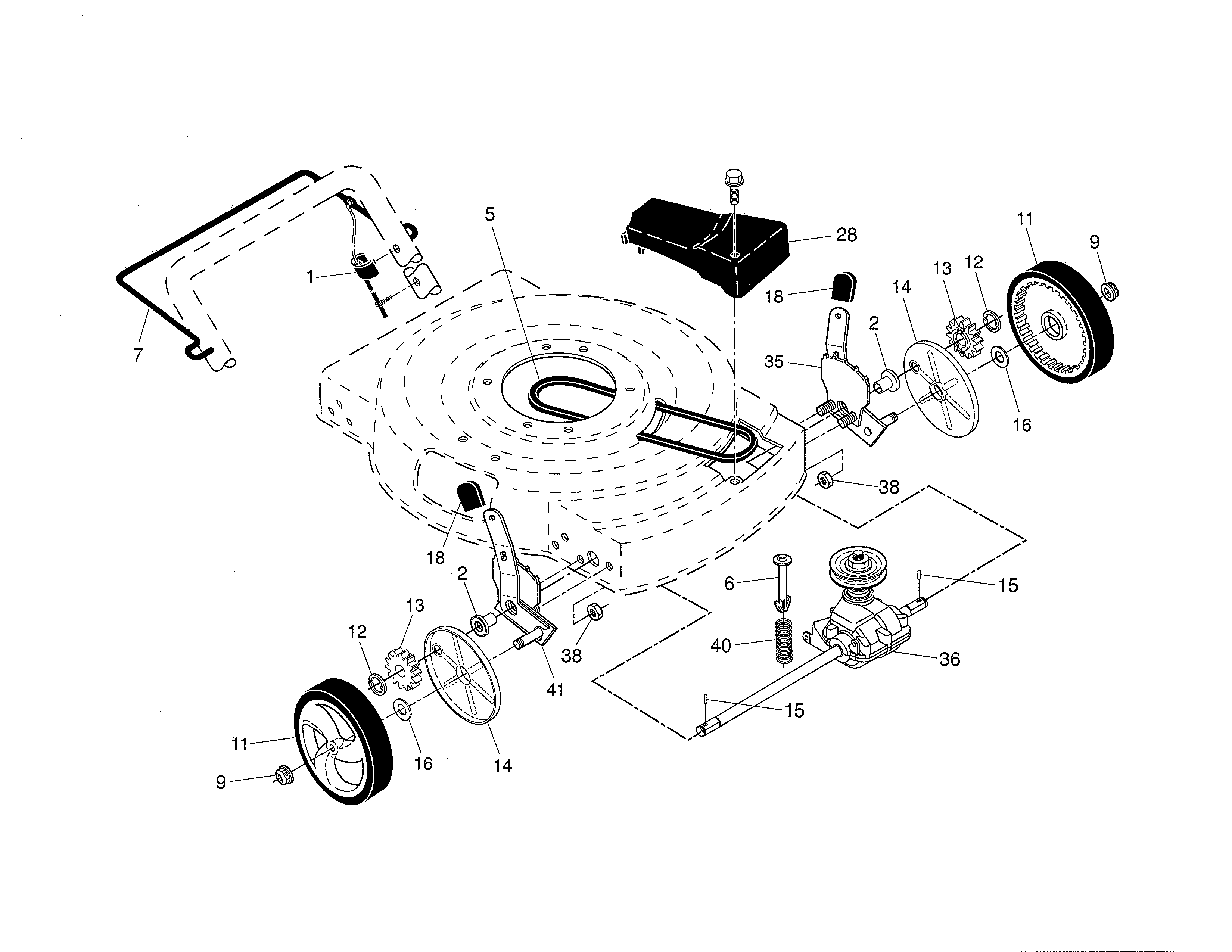Drive control/gear case/wheels