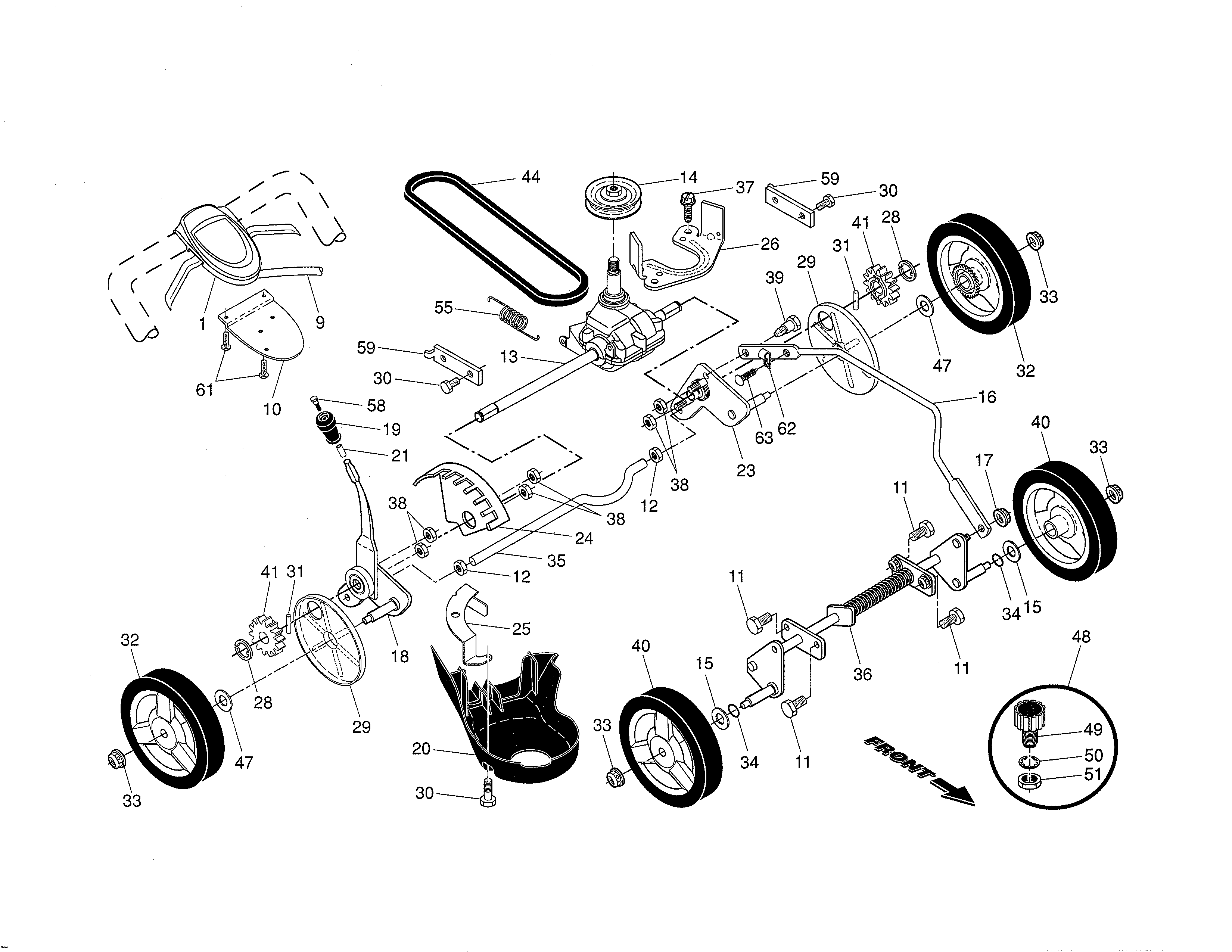 Drive control/gear case/wheels