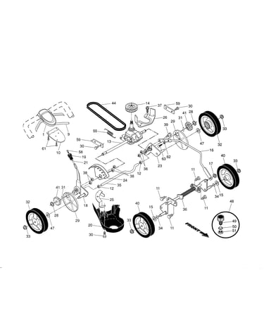 Drive control/gear case/wheels