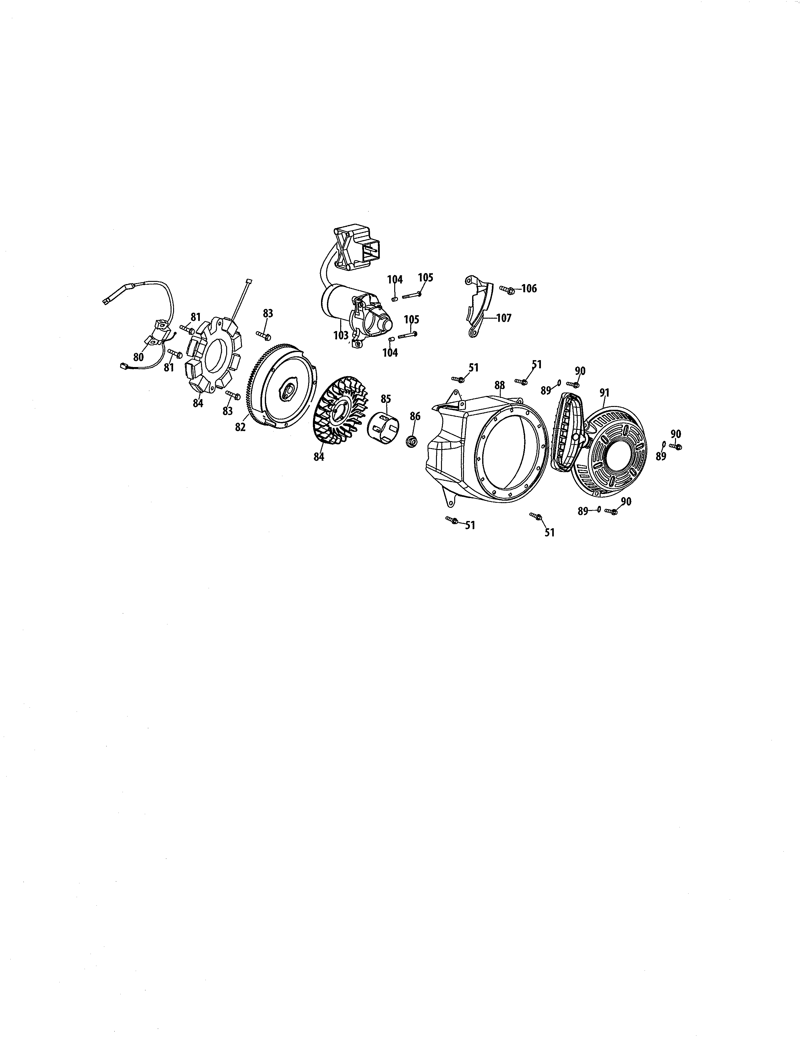 Blower housing/flywheel