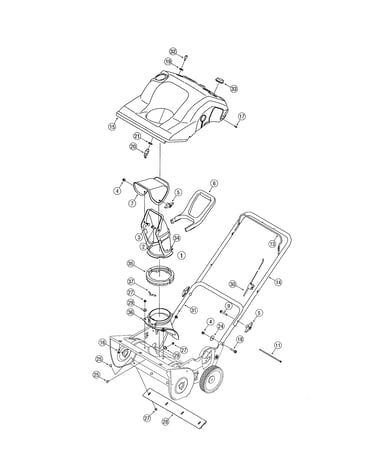 Shroud/chute/handle