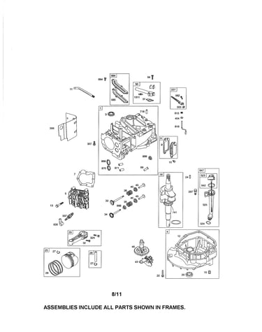 Cylinder/crankshaft/sump