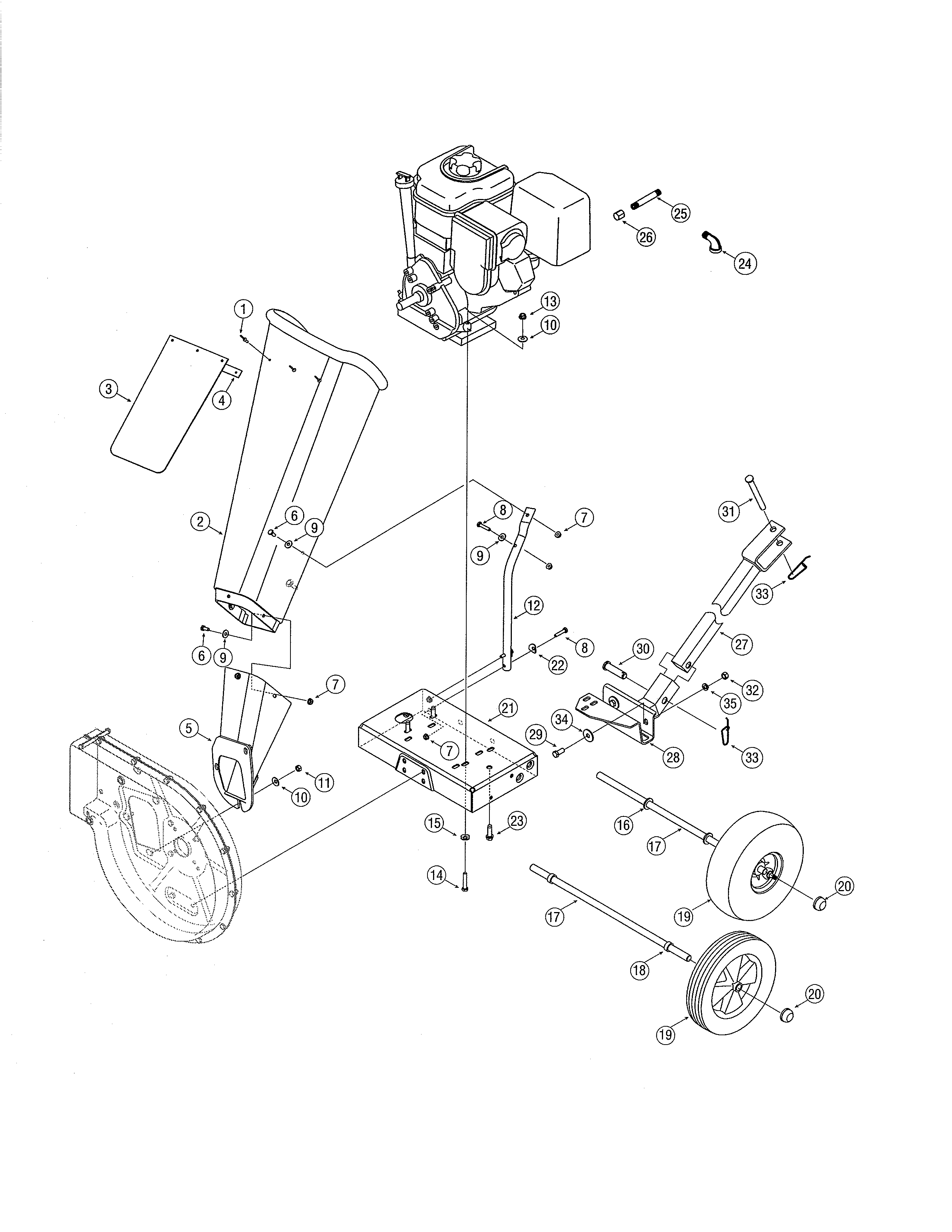 Chipper shredder/wheels