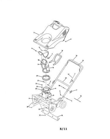 Shroud, chute and handle