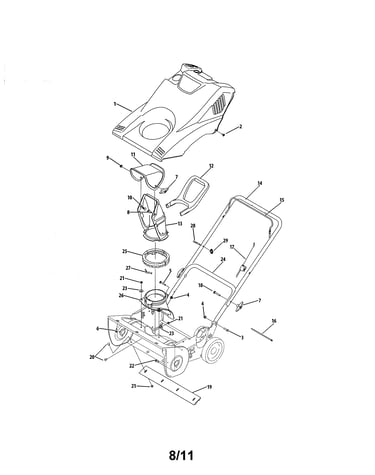Shroud, chute and handle