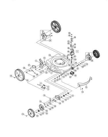 Wheels/deflector chute