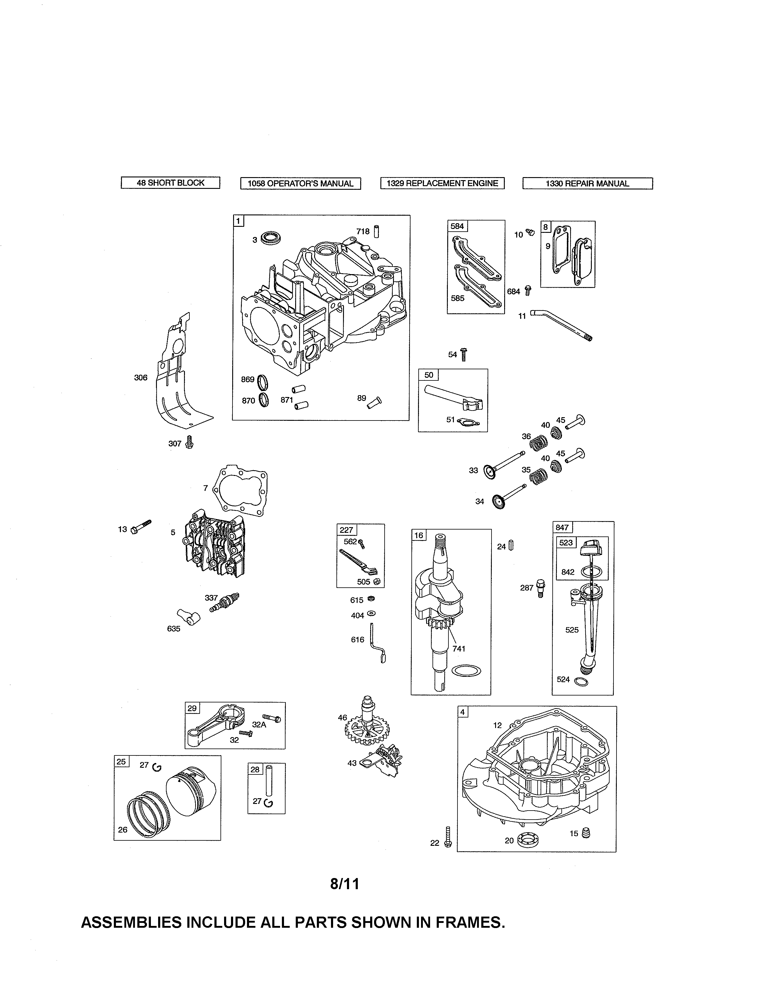 Cylinder/crankshaft/sump