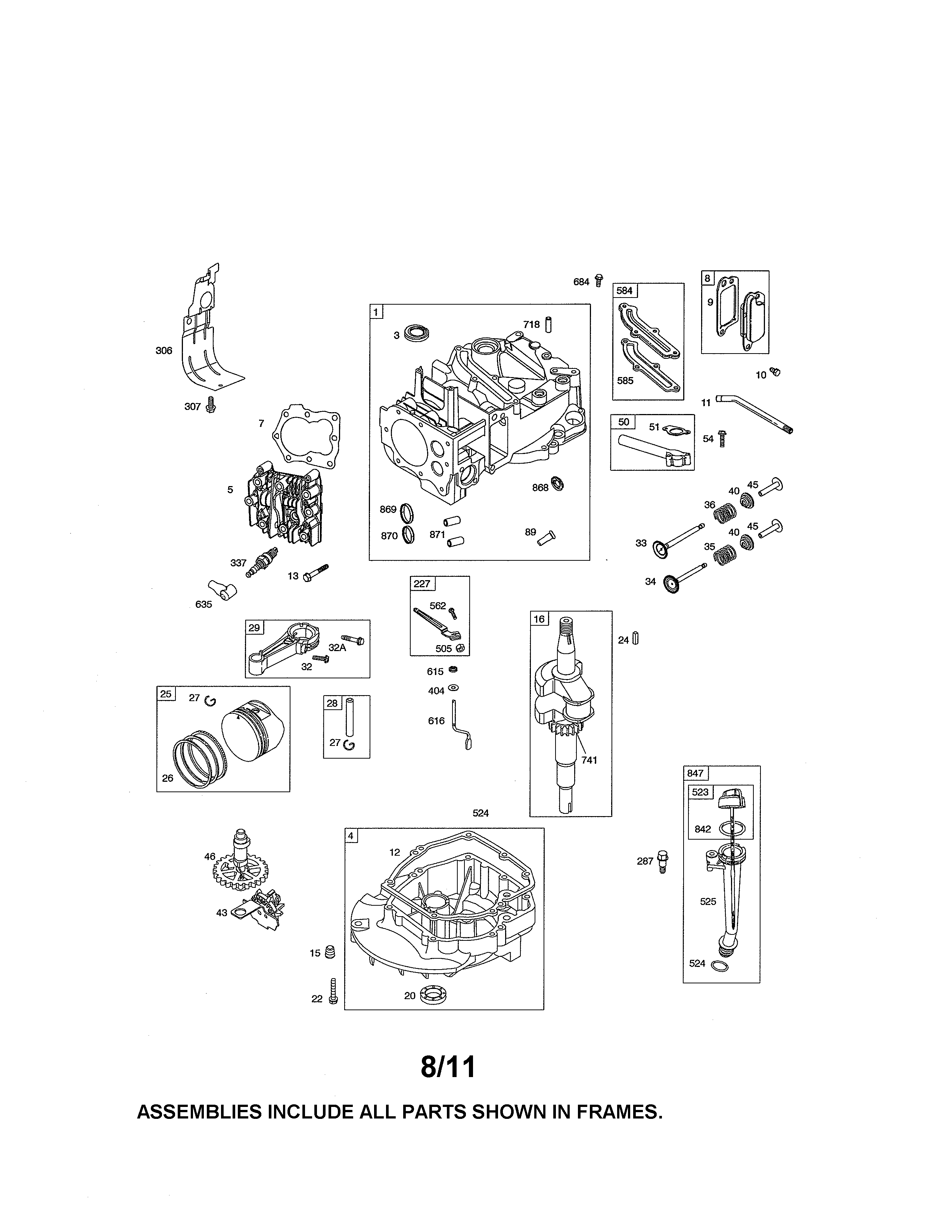 Cylinder/crankshaft/sump