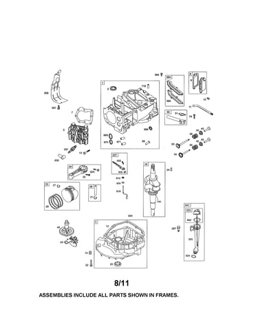 Cylinder/crankshaft/sump