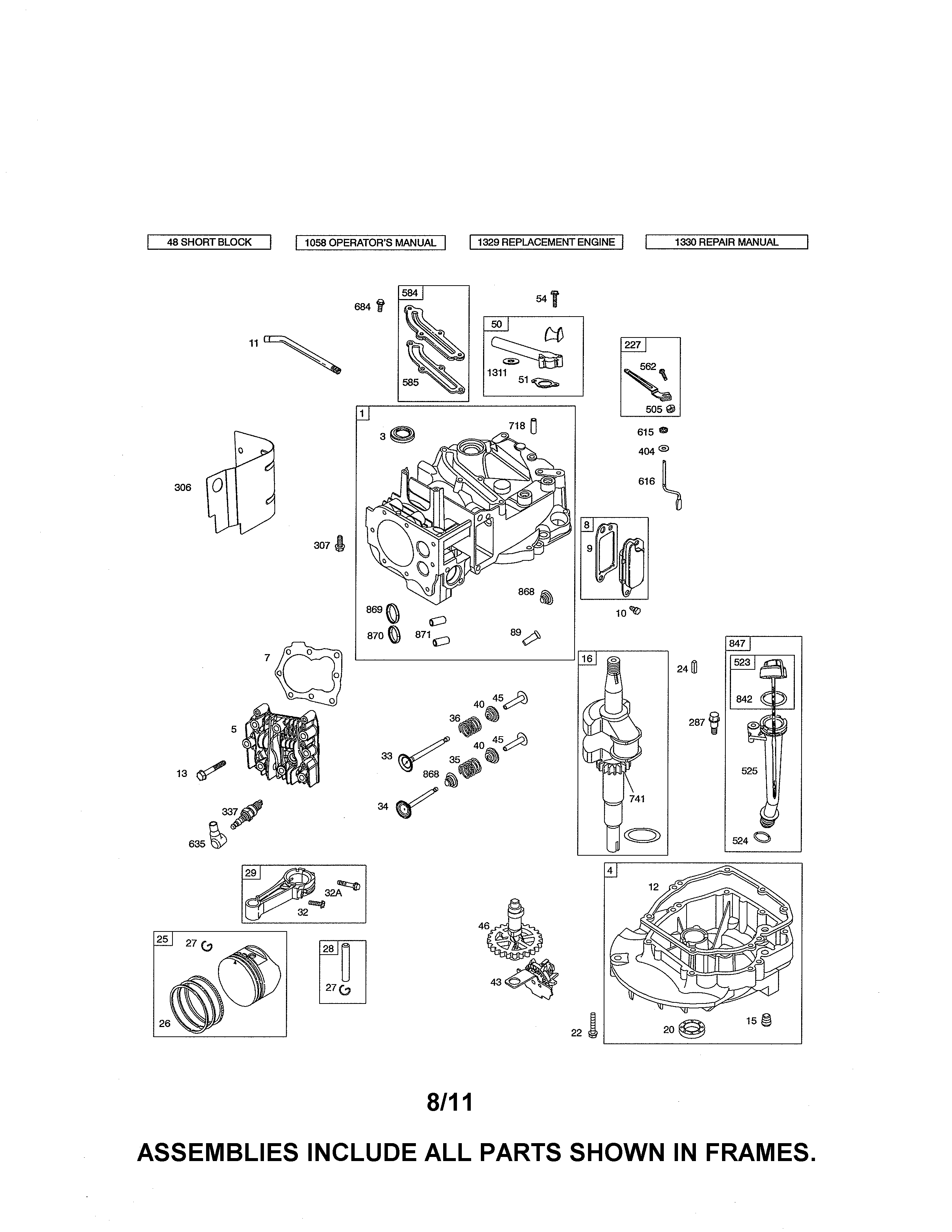 Cylinder/crankshaft/sump